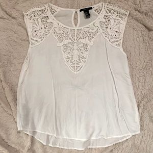 Lace Patchwork Shoulder Cap Blouse - Forever 21